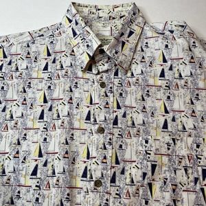 Natural Issue Mens Sailboat Shirt M Medium Nautical Boating Pocket